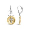 Haus of Brilliance 18K Yellow Gold Plated Silver 1/8 Ct Diamond Medallion with Cross Drop Earrings - 3 of 4