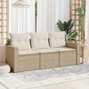 vidaXL 3 Piece Patio Sofa Set with Cushions - Beige and Cream Without Table - 2 of 4