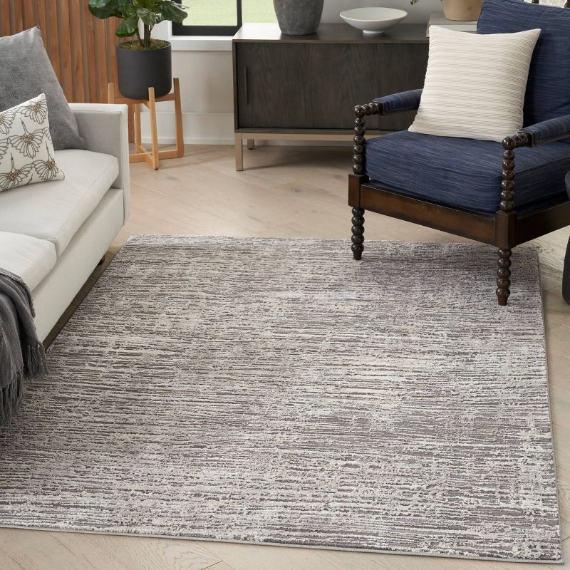 Nourison Modern Abstract Sustainable Woven Rug with Lines Gray, 5 of 10