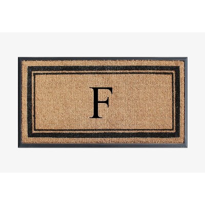A1HC Natural Rubber Coir Outdoor Doormat 24x48 Monogrammed Anti-Shed Treated Durable Front Door Mat
