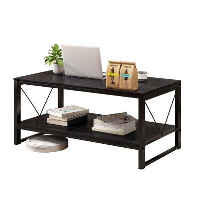 Vividwood 40" Rectangle Coffee Table – 2-Tier Farmhouse Center Table with Storage Shelf for Living Room