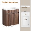 VINGLI 18" Floating Fluted Bathroom Vanity with Ceramic Sink, Wall Mounted , 18 Inch Floating Wall Sink Cabinet Combo,Walnut - 2 of 4