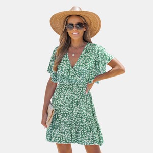 Women's Floral Flared Sleeve Ditsy A-shape Dress -Cupshe - 1 of 4