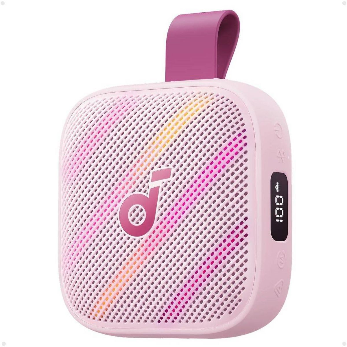 Anker Soundcore Boom Go 3i Portable Waterproof Bluetooth Speaker with Built-in Powerbank for Emergency Phone Charging, Battery Percent Display - Pink