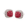 Ross-Simons 7.95 ct. t.w. Ruby and .10 ct. t.w. White Topaz Stud Earrings in Sterling Silver - 4 of 4