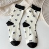 Anna-Kaci 3 Pairs Women's Mid-Calf Socks with Bow Pattern and Ruffled Cuff - 4 of 4