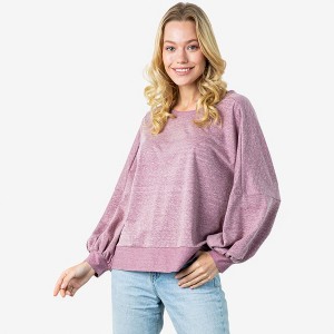 Anna-Kaci Women's Textured Long Sleeve Pullover with Balloon Sleeves - 1 of 4