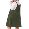 Women's Plus Size Corduroy Adjustable Strap Pleated Midi Casual Overall Pinafore Dress with Pockets - Agnes Orinda - 4 of 4