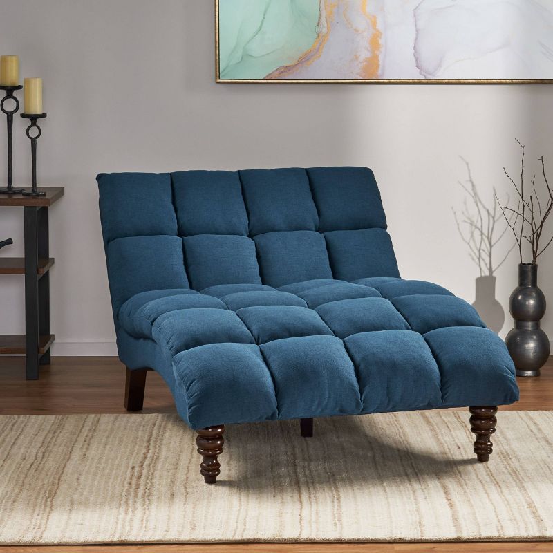 Kaniel Traditional Tufted Fabric Double Chaise - Christopher Knight Home, 3 of 6