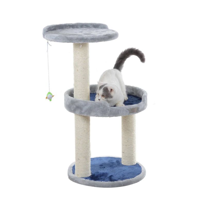 Armarkat 3-Level Real Wood Compact Cat Scratcher - Gray with Plush Perch, 1 of 10