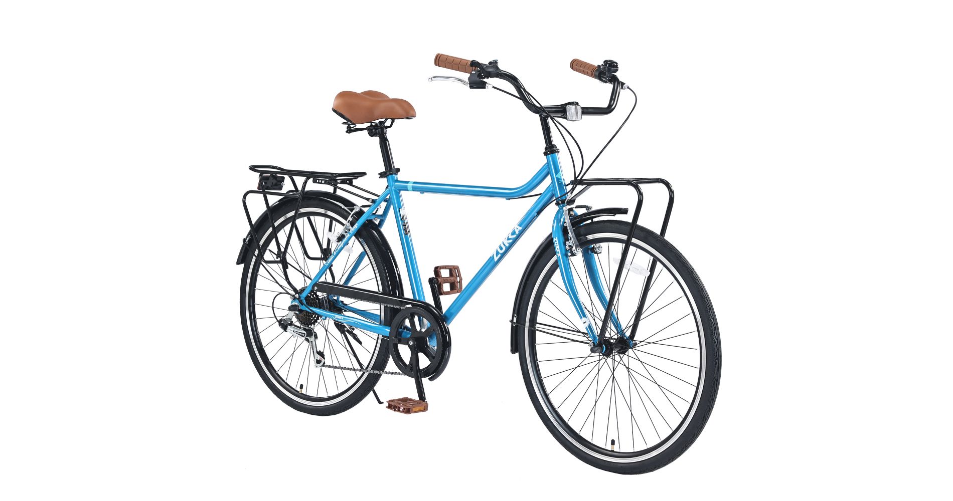 RISOKEYS 26 Inch Vintage Commuting Adult Cruiser Bicycle, 7 Speed Commuter Steel Frame Bike for Commuting to Work Shopping Hanging Out,Dark Blue