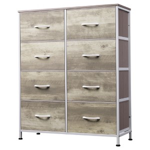 Tall 8-Drawer Fabric Dresser, Storage Tower with Fabric Bins, Double Chest of Drawers Organizer, - 1 of 4