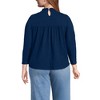 Lands' End Women's 3/4 Sleeve Cotton Slub Lace Trim Top - 2 of 4