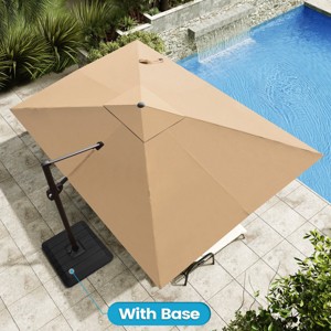 Crestlive Products 9x11.5FT Cantilever Umbrella UV30+ Outdoor 360 Degree Rotation Offset Umbrella 6 Heights Adjustable with Base - 1 of 4