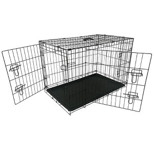 Double-Door Wire Rabbit Cage, Dog Cage, Suitable for Carrying, Exercising, and Housing Pets of Various Kinds, Equipped with A Handle, Foldable - 1 of 4