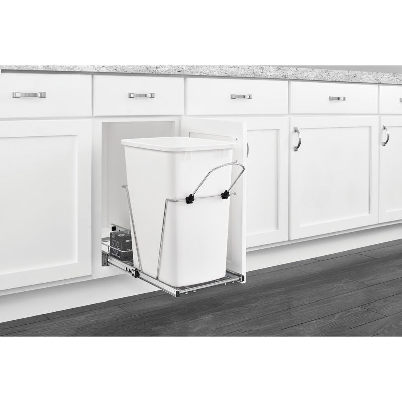 Rev-A-Shelf RV-12KD Series 35-Quart Kitchen Cabinet Pull-Out Waste Container with Rear Storage and Chrome-Plated Wire Bottom Mount, 3 of 10