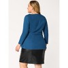 Agnes Orinda Women's Plus Size Work Long Sleeves Fashion Belted Knot Tie Knit Blouses - 4 of 4