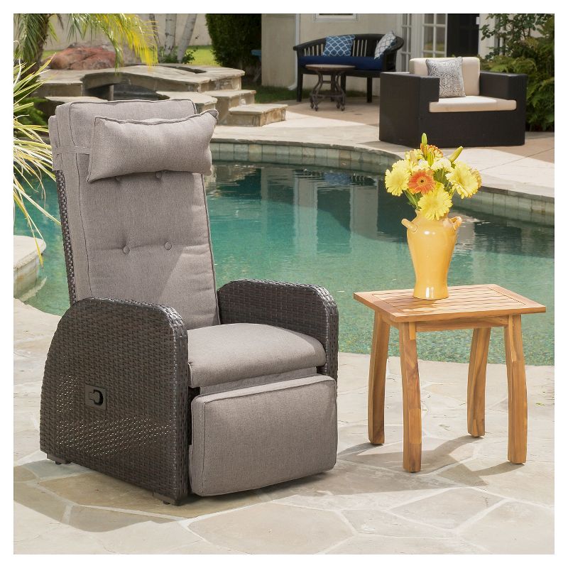 Ostia Wicker Outdoor Recliner with Cushion - Brown - Christopher Knight Home, 3 of 6