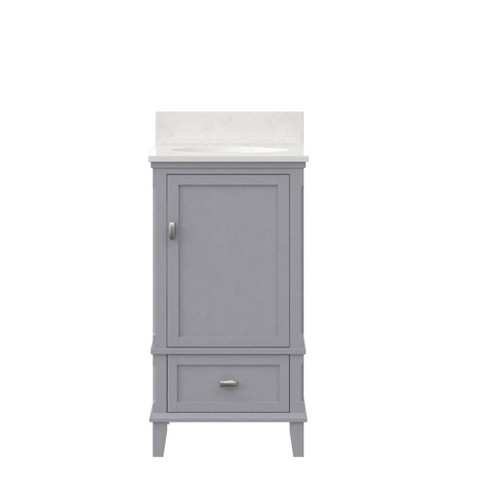 36 Contemporary Bathroom Vanity With Top Sink, 2 Soft Close Doors, And 6  Drawers, Gray - Modernluxe : Target