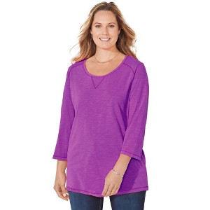 Catherines Women's Plus Size Active Slub Scoopneck Tee - 1 of 4