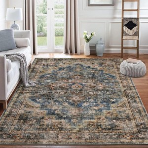Area Rugs for Living Room Bedroom Non Slip Machine Washable Soft Vintage Rugs Low Pile Large Rug for Dining Room Office Nursery - 1 of 4