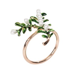 C&F Home Pearls and Leaves Tabletop Napkin Rings Set of 4 - 1 of 3
