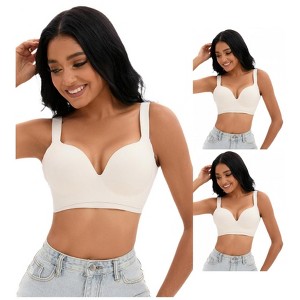INSPIRE CHIC 3 Pcs Women's Wirefree U Back Adjustable Straps Comfort Push Up Bras - 1 of 4