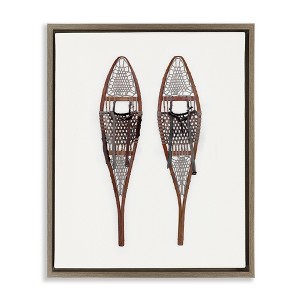 Stupell Industries Minimal Winter Snow Shoes Black Framed Floater Canvas Wall Art - 1 of 4