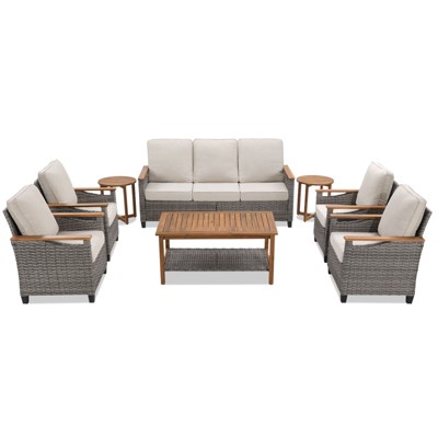 Buenhomino Outdoor PE Wicker Furniture Set – Modular Chairs, Sofas, Ottomans & Tables with All-Weather Cushions for Patio, Garden, Deck & Porch
