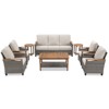 Buenhomino 8-Piece Outdoor Patio Set – 4 Single Chairs, Sofa, 2 Side Tables & Coffee Table, All-Weather Wicker with Cushions, Beige - 3 of 4