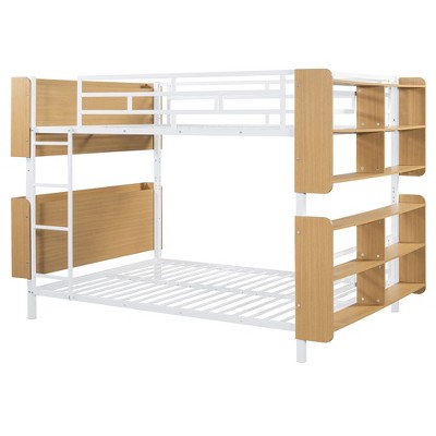 NicBex Full Over Full Bunk Bed with Guardrail and Headboard and Footshelvs,Loft Bed with Ladder and Converts to 2 Beds,Bunk Beds for Bedroom