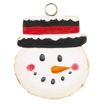 Round Top Collection Snowman Charm  -  1 Sign 7.25 Inches -  Christmas Sign Snow  -  C21073  -  Metal  -  Multicolored