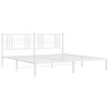 vidaXL White Steel King-Sized Metal Bed Frame with Headboard - 81.5"x78"x35.4" - Elegant Bedroom Furniture with Under Storage Space - 2 of 4