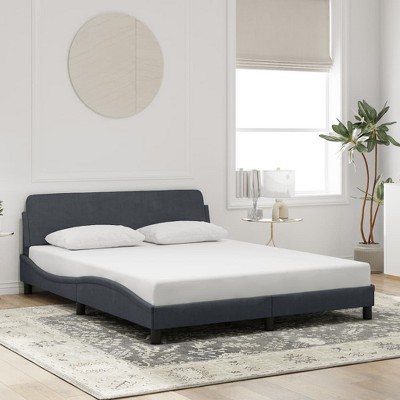 vidaXL Bed Frame without Mattress Dark Gray 59.8"x79.9" Velvet