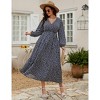 Plus Size Women's V Neck Long Sleeve Maxi Dress Floor Length Elegant Casual - 2 of 4