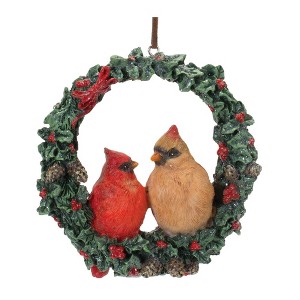 Melrose Cardinal Bird Couple Wreath Ornament (Set of 4) - 1 of 3