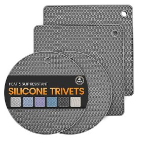 Itopfox Silicone Trivet Mats - Heat Resistant Non-Slip Hot Pads for Kitchen, Drying Mat, Jar Opener, Spoon Holder, Coaster (Dark Grey) - 1 of 4