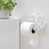 AuldHome Design White Farmhouse Cast Iron Toilet Paper Holder; Wall Mount Vintage Decor Fleur de Lis TP Hanger - 2 of 4