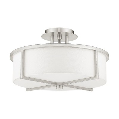 Wesley Brushed Nickel 3-Light Drum Ceiling Mount