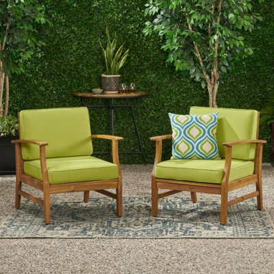 VisioGear Patio Club Chairs, 2 Pieces Outdoor Club Chair with Arms, Side Sitting Chair for Porch, Green, 28.25"*28"*32.75"