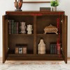 NicBex Solid Wood Sideboard Cabinet with Multi-layer Storage, Modern Rattan Coffee Buffet Cabinet for Kitchen Entryway Dining Room - 3 of 4