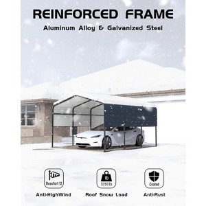 13' x 16' x 10' heavy-duty metal carport with 27-gauge steel roof and 18-gauge frame; ideal for cars, boats, trucks, and tractors; weighs 460 lbs. - 1 of 4