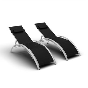 Outdoor Chaise Lounge Chairs Set of 2 with 3-Position Backrest, Aluminum Pool Chaise Lounges, All-Weather Design, Suitable for Pool, Garden, Beach, - 1 of 4