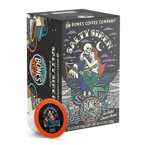 Bones Coffee Company Salty Siren Caramel Mocha Flavor 12ct Single-Serve Bones Cups Coffee Pods Compatible with Keurig Coffee Maker - 1 of 4