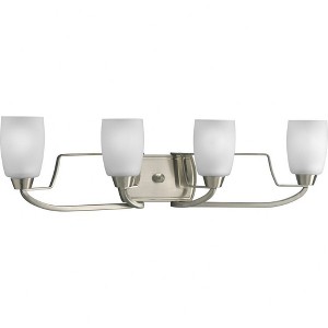 Progress Lighting Wisten 4-Light Bath Bracket, Brushed Nickel, Etched Glass Shade Collection: Wisten, 4 lights, wall light, Brushed Nickel, Etched - 1 of 3