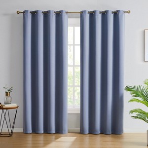 HLC.ME Oxford Curtains for Living Room, Room Darkening Energy Saving, Insulated Darkening Window Grommet Panels, Set of 2 - 1 of 4