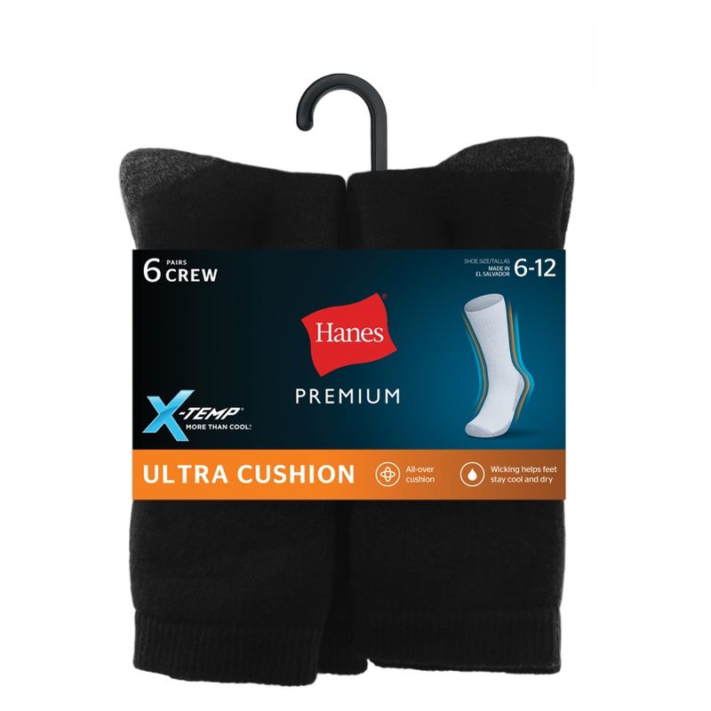 Hanes Premium Men's X-Temp Ultra Cushion Crew Socks 6pk, 4 of 7