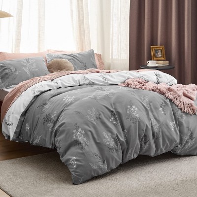 Bedsure 3 Pieces Reversible Striped Duvet Cover Set with Zipper Closure King Size Formal Grey Bedding Set with 8 Corner Ties — фото 8