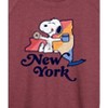 Women's - Peanuts - New York Snoopy Lightweight French Terry Wide Neck Long Sleeve Shirt - 2 of 4