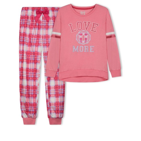 Sleep On It Girls More Love Kind Brushed Jersey 2-piece Pajama 